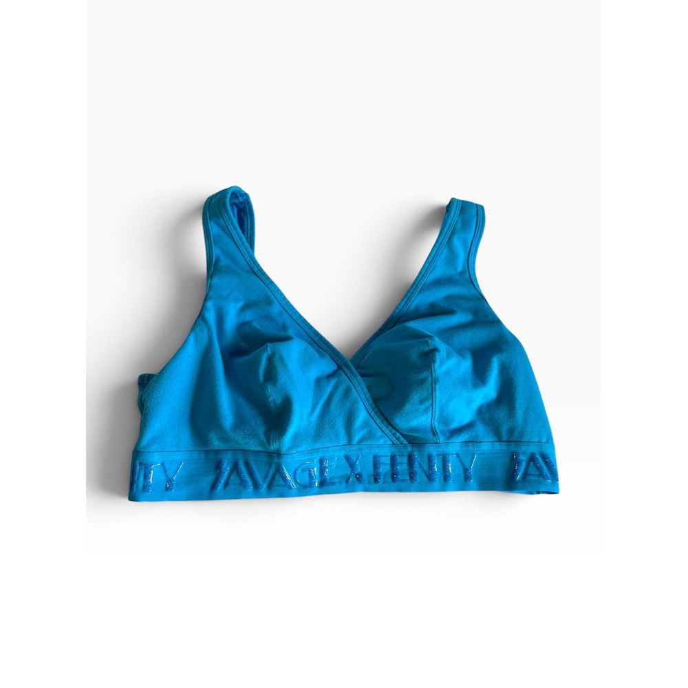 Savage X Fenty Bralette Womens 2X Blue Logo Band Faux Wrap Front